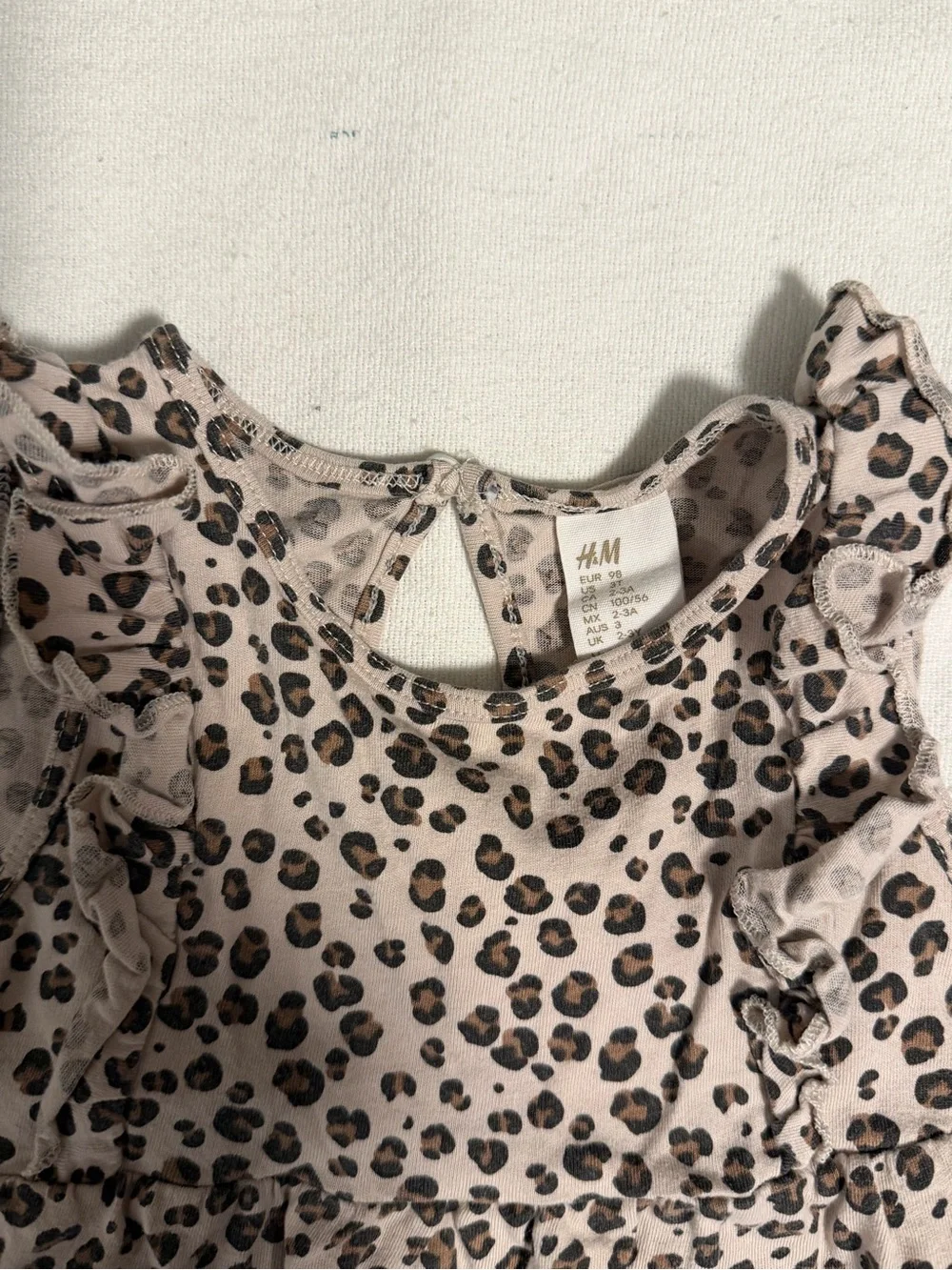 H&M Leopard Print Dress & Leggings Set - Beige, Black Dress 3T bottom 2T